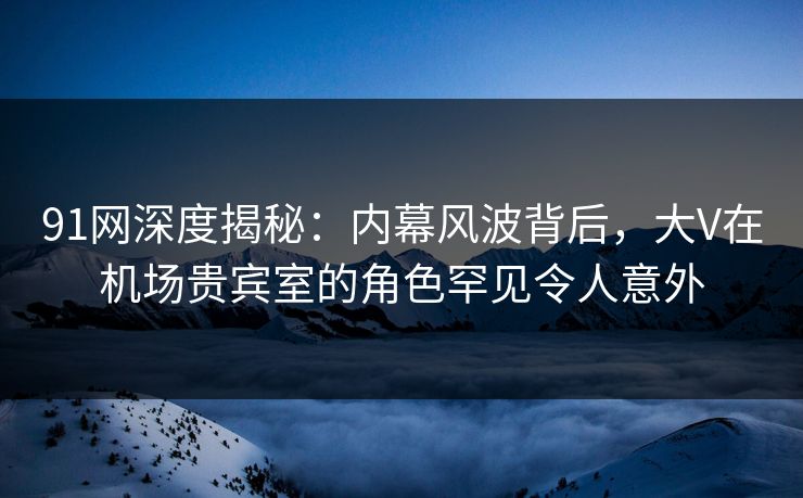 91网深度揭秘：内幕风波背后，大V在机场贵宾室的角色罕见令人意外