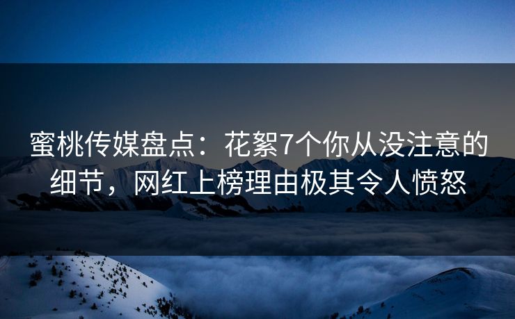 蜜桃传媒盘点：花絮7个你从没注意的细节，网红上榜理由极其令人愤怒