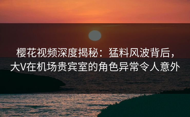 樱花视频深度揭秘：猛料风波背后，大V在机场贵宾室的角色异常令人意外
